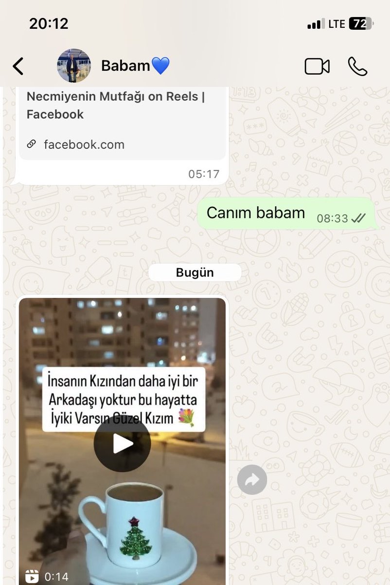 hastayım kimsem yok kendi kendime iyileşmek zorundayım diye ağlarken wp gelen mesaj . Bilirim çok uzaksın ama yine bilirim ki hissedersin canım babam.