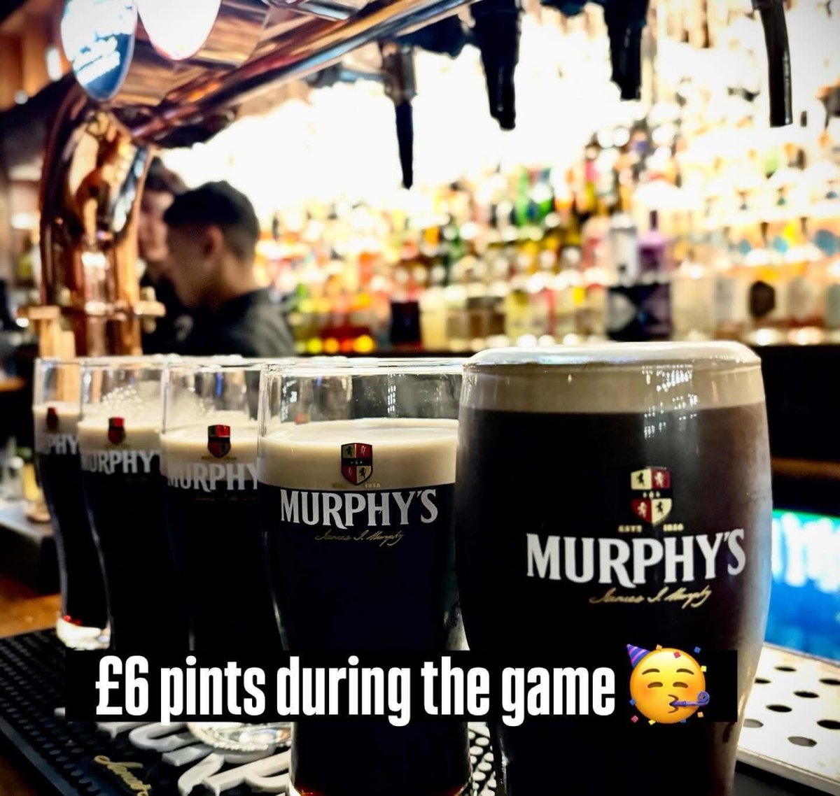 TheAtlasBar's tweet image. Murphy’s stout for only £6 during the #SixNations2026 game, #Manchester.
Don’t miss out #Offer
