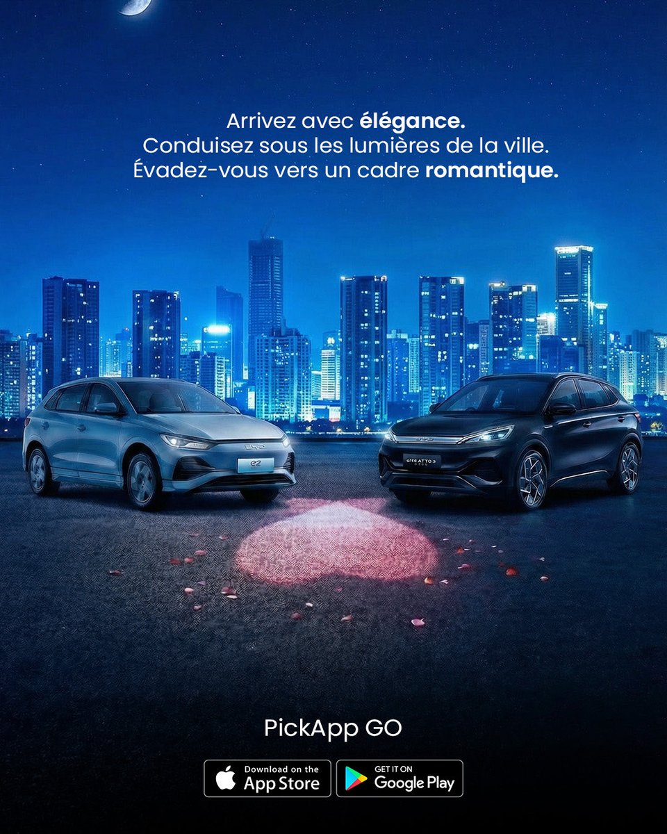 pickappmobility's tweet photo. Ce soir, on ne fait pas qu’arriver… on fait une entrée. ✨🚘🌙  #HappyValentinesDay #voitureelectrique #fypシviral #fypviraltwitter #viralvideo https://t.co/KIAmZw2nOi
