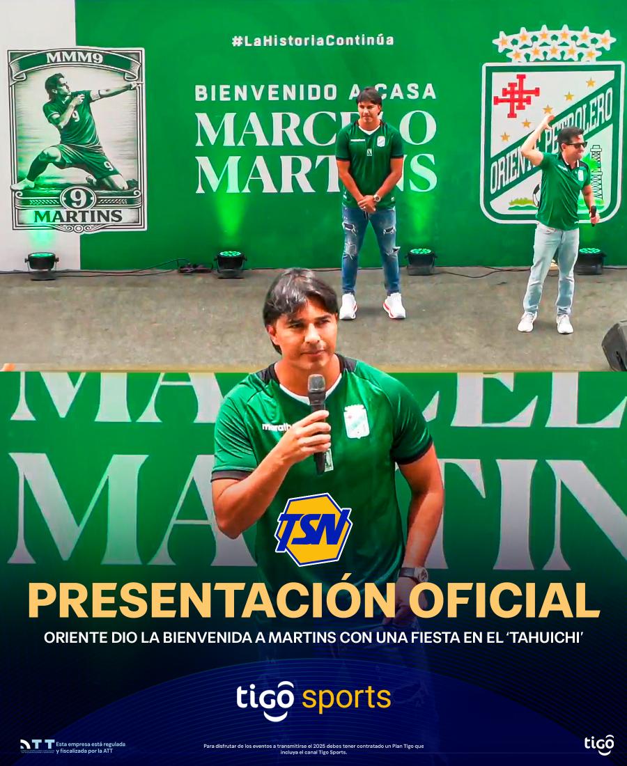 🤩 ¡'EL FLECHEIRO' PRESENTADO OFICIALMENTE EN ORIENTE! 🏹
➡️ 3000 hinchas de Oriente recibieron y le dieron la bienvenida en el 'Tahuichi' a Marcelo Martins en su retorno como él lo mencionó a "SU PRIMER AMOR".