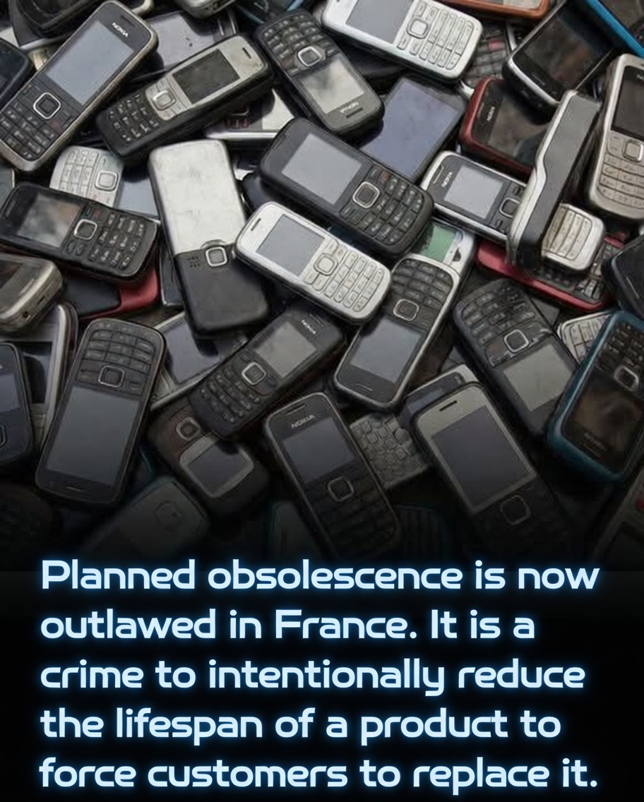 France has made planned obsolescence a criminal offense, becoming one of the first countries in the world to treat deliberate product shortening as a serious crime.

Manufacturers caught intentionally designing electronics, appliances, or other goods to fail prematurely or become