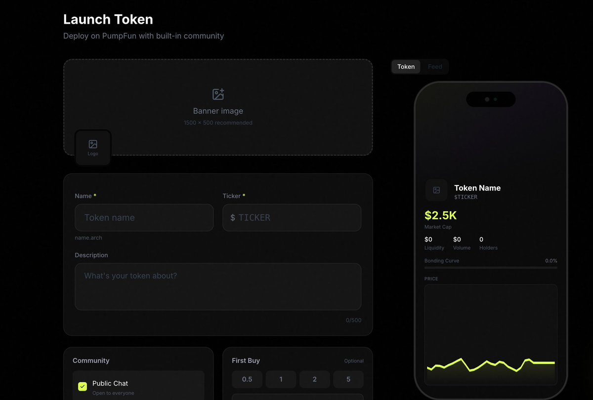 Just shipped a new way to launch Pumpfun tokens.

Try it yourself: archade.io/launch