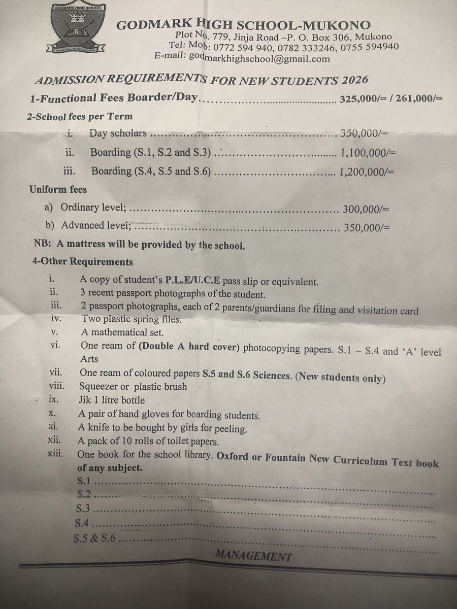 Godmark_High's tweet photo. Why would a parent suffer with high fees and requirements? Why not come to Godmark High School Mukono? Check out on this! The interesting part is that we even allow instalments😎 https://t.co/rMpliwfbXR