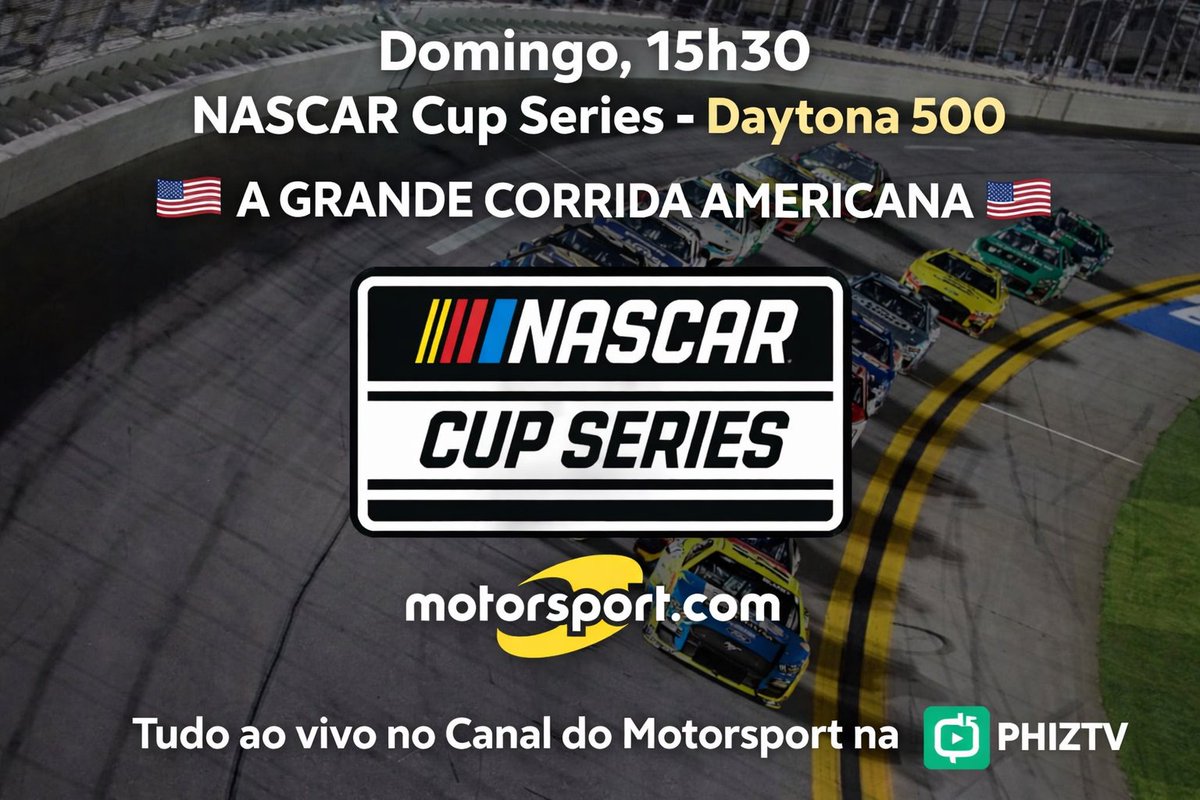 Salve galera, NASCAR adiantou a DAYTONA 500, para mais cedo, então segue abaixo o novo horário, e a transmissão você já sabe, lá no canal do <a href="/Motorsport_br/">Motorsport.com Brasil</a> na PHIZTV, com <a href="/slagospeed/">Sergio Lago</a> <a href="/erickjornalista/">Erick Gabriel</a>, faça seu cadastro e se inscreva no canal, é Nascar de graça e ao vivo. ✌️