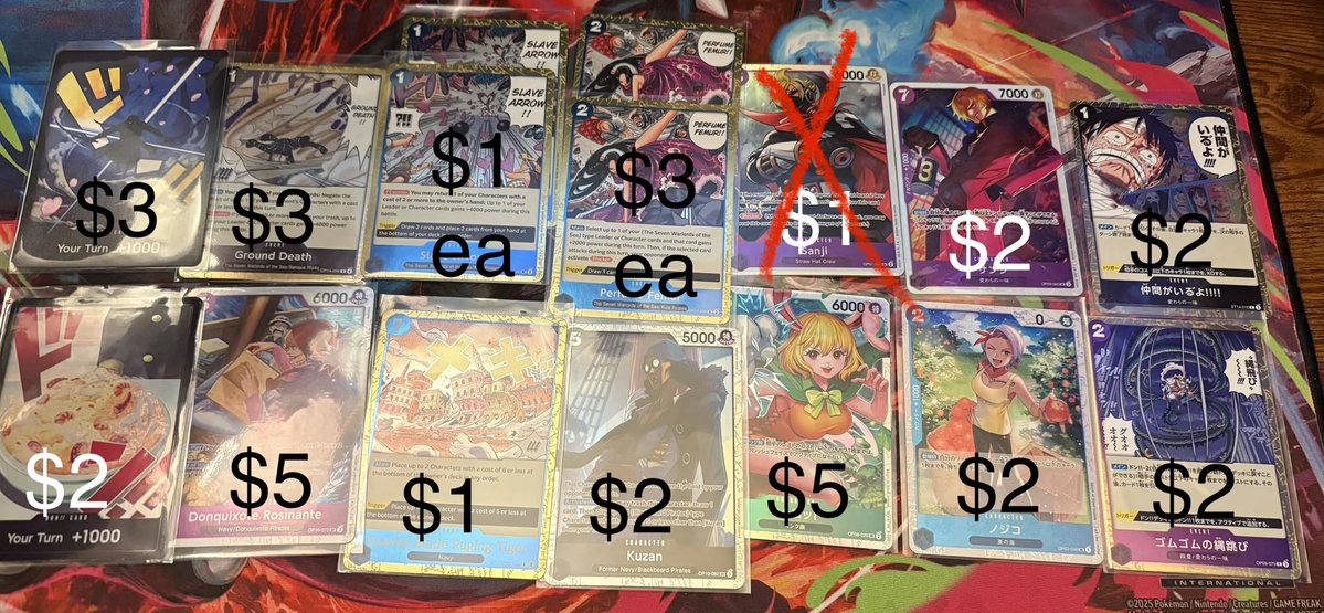 <a href="/NewAgeCardKings/">NewAgeMiguel</a> Selling One Piece, Poke &amp; Magic Singles + Playables!

Prices are 15% off TCG, see prices in pictures!

+ shipping for BMWT

Rts Appreciated!

All cards are NM! 

Happy to send pictures of any card just ask!

Always done to make deals or bundle stuff together! Just DM or comment!