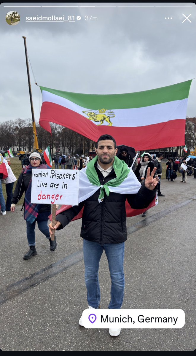 پهلوان سعید مولایی قهرمان جودوی جهان و تنها مدال آور ایرانی در المپیک در حماسه‌ی مونیخ: جان زندانیان ایرانی در خطر است. #Feb14Forlran