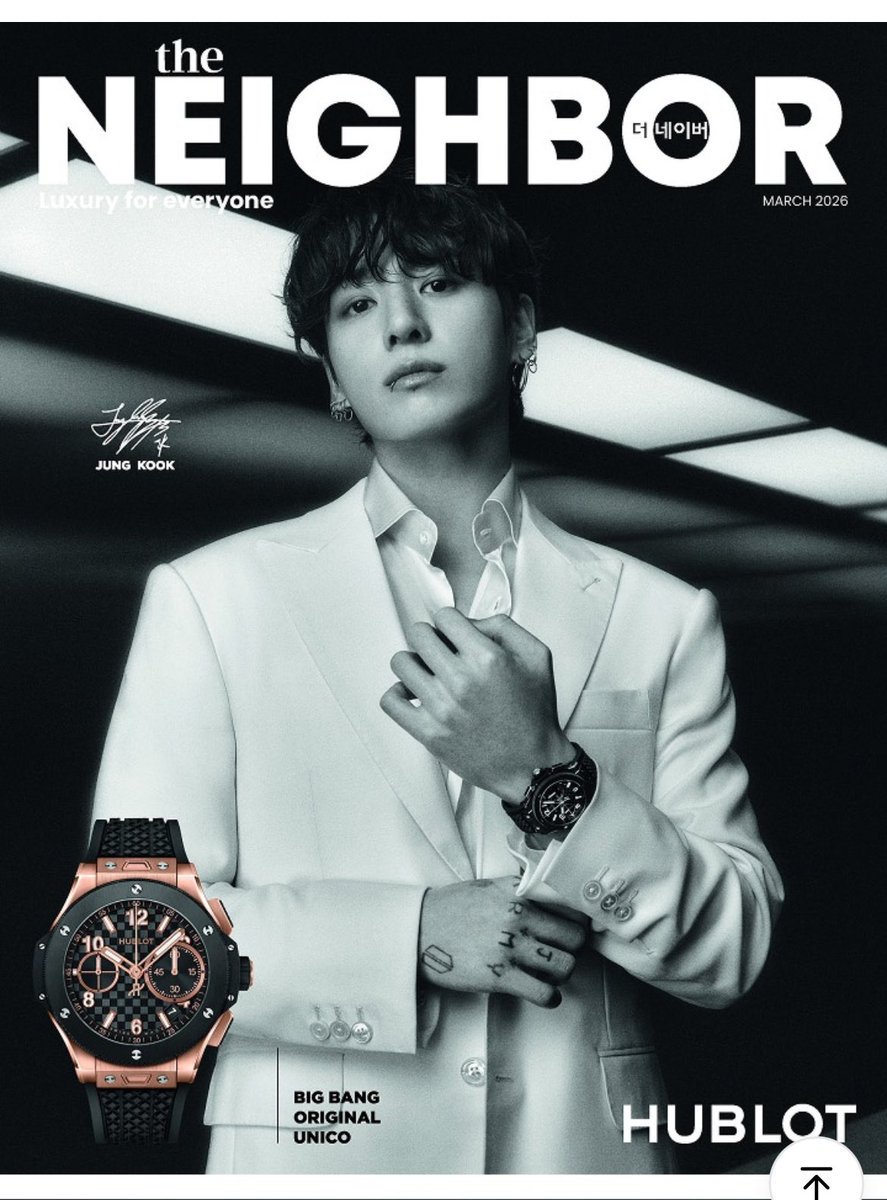 Remember to pre-order the latest edition of “The Neighbor magazine” featuring Jung Kook via Weverse.

#JUNGKOOKxHUBLOT

share.weverseshop.io/static/shares/…