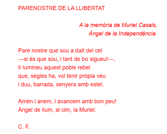 MontForcadaCot's tweet photo. La Muriel fa 10 anys que ens va deixar, just en el moment en què  era essencial per a Catalunya. Sempre he pensat que la seva mort no va ser fortuïta. La seva empenta i determinació haurien de guiar @omnium i el país. Però, no és així. 
Gràcies, #CeldoniFonoll pels teus versos https://t.co/udgBrhGxkb