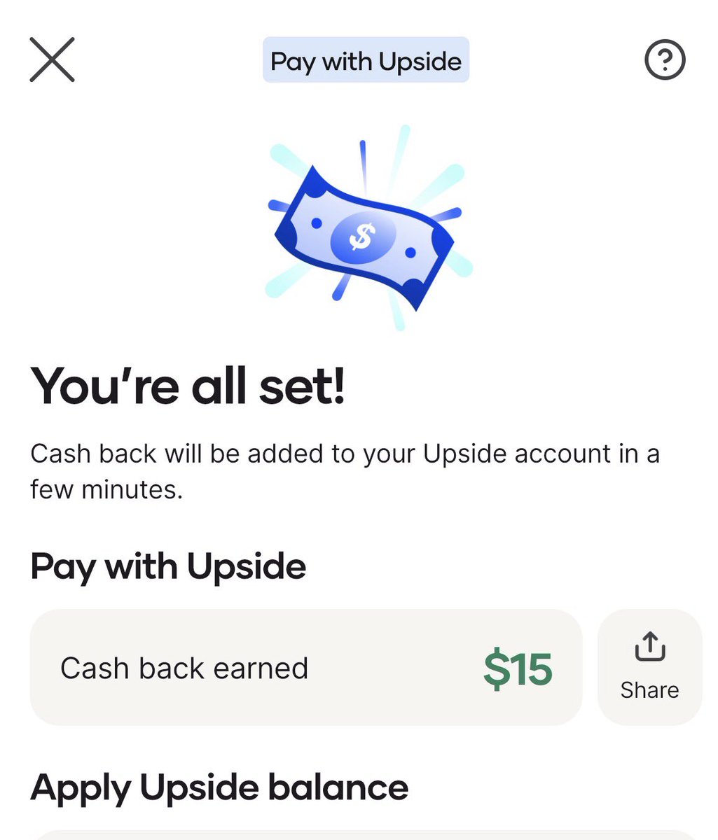 Dividends on groceries is crazy 💰💰💰
29% cash back up to $15 on this promo 

 Upside with my link or use my code NVTGW to get 30¢ per gallon extra cash back on your first gas fill-up and 20% extra cash back on your first restaurant or grocery purchase! upside.app.link/NVTGW