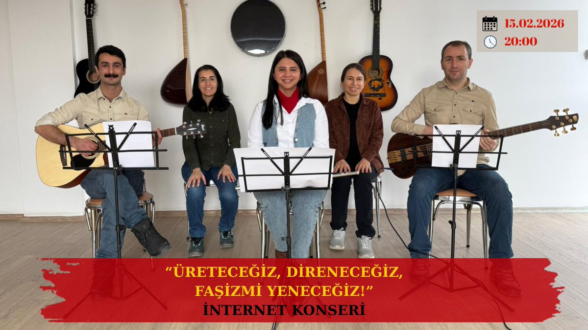 15 Şubat Pazar günü TSİ saat 20:00'da "Üreteceğiz, Direneceğiz, Faşizmi Yeneceğiz" internet konserimizde buluşalım. 
#GrupYorumHalktırSusturulamaz