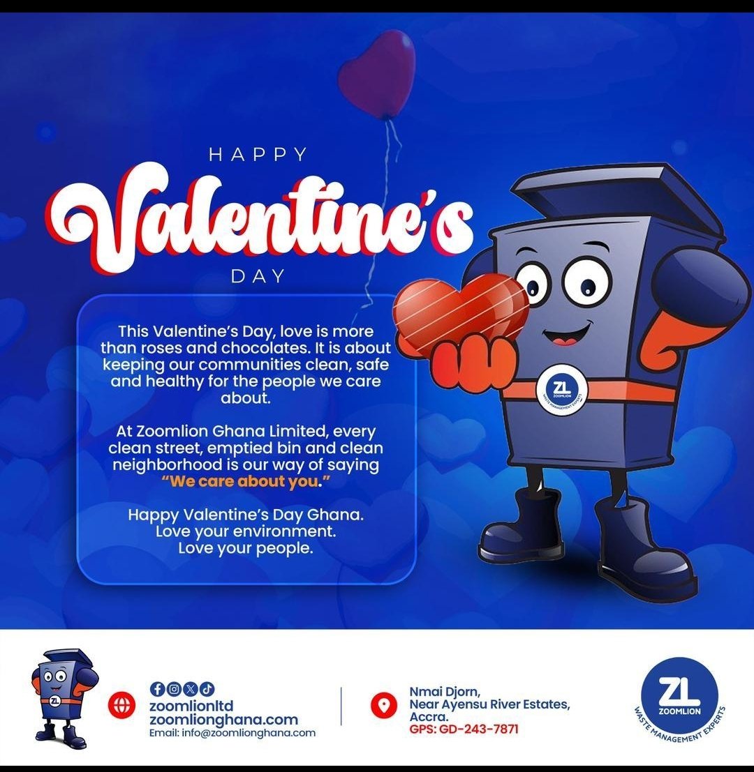 isaacgyan77's tweet image. @ZoomlionGhana_
Happy Valentine’s Day, Ghana! 

Love your environment. 
Love your people. 
#Zoomliondeywork
@ZoomlionLtd #ValentinesDay2026