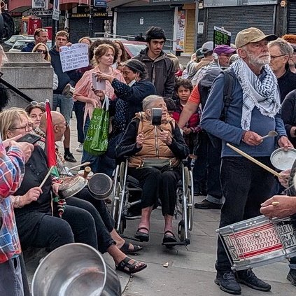 at a time when so many celebrities are choosing to be apolitical (whatever that means), my admiration grows even more for 88 year old vanessa redgrave enthusiastically protesting in support of gaza while seated in a wheelchair