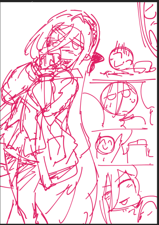 何度か寝落ちしつつサウジ見ながら描いてたケイちゃんバレンタインラフ 