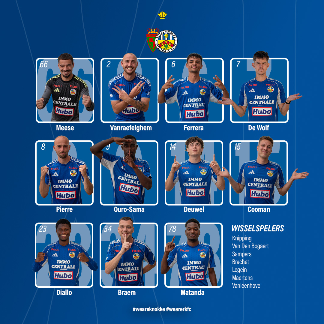Onze 11 starters! 👥

ℹ Vergeylen en Boussadia zijn niet speelgerechtigd voor deze inhaalwedstrijd. Ze waren nog niet aangesloten bij RKFC op 10 januari 2026.

#weareknokke #wearerkfc