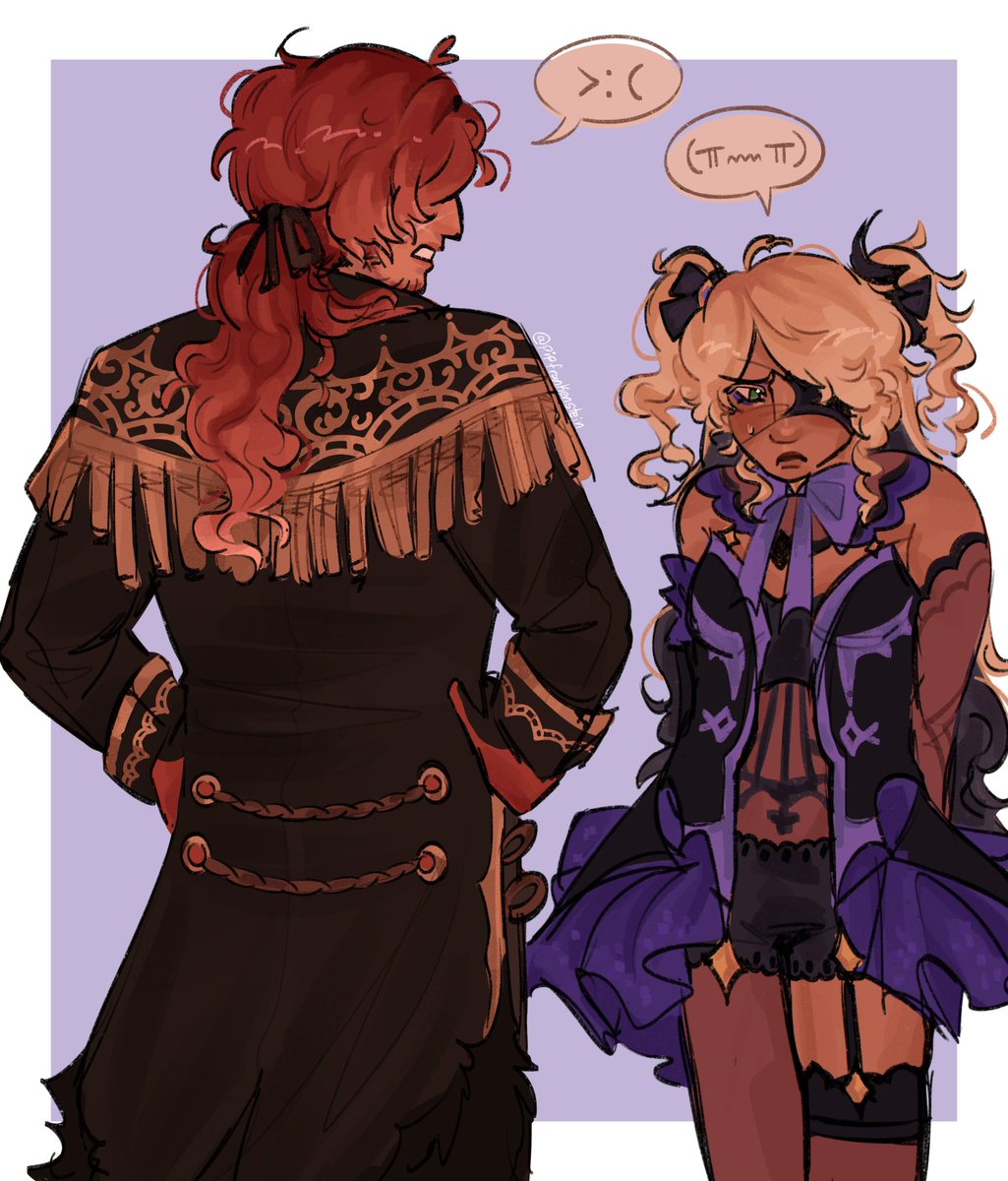 “you’re in big trouble young lady.”
“ah.!! i-i was just..!”
.
#diluc #fischl