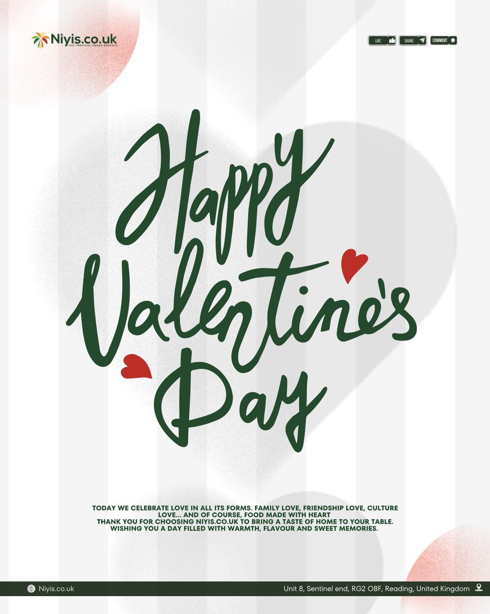 Happy Valentine’s Day to our beautiful African &amp; Caribbean community ❤️

Thank you for letting Niyis.co.uk be part of your table 💛

#happyvalentinesday #niyisuk #shopniyis #ukgroceries #africangroceriesuk