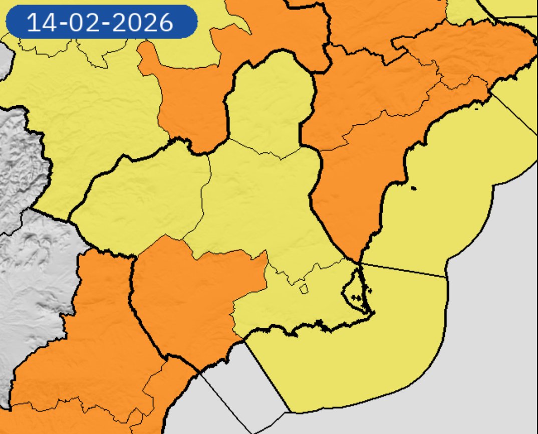 Meteorología <a href="/AEMET_Esp/">AEMET</a>  actualiza aviso de nivel naranja/amarillo por viento hasta las 22:00 horas de hoy sábado, y mañana domingo, en la #RegióndeMurcia

🗺️noticias.112rmurcia.es/?p=15020