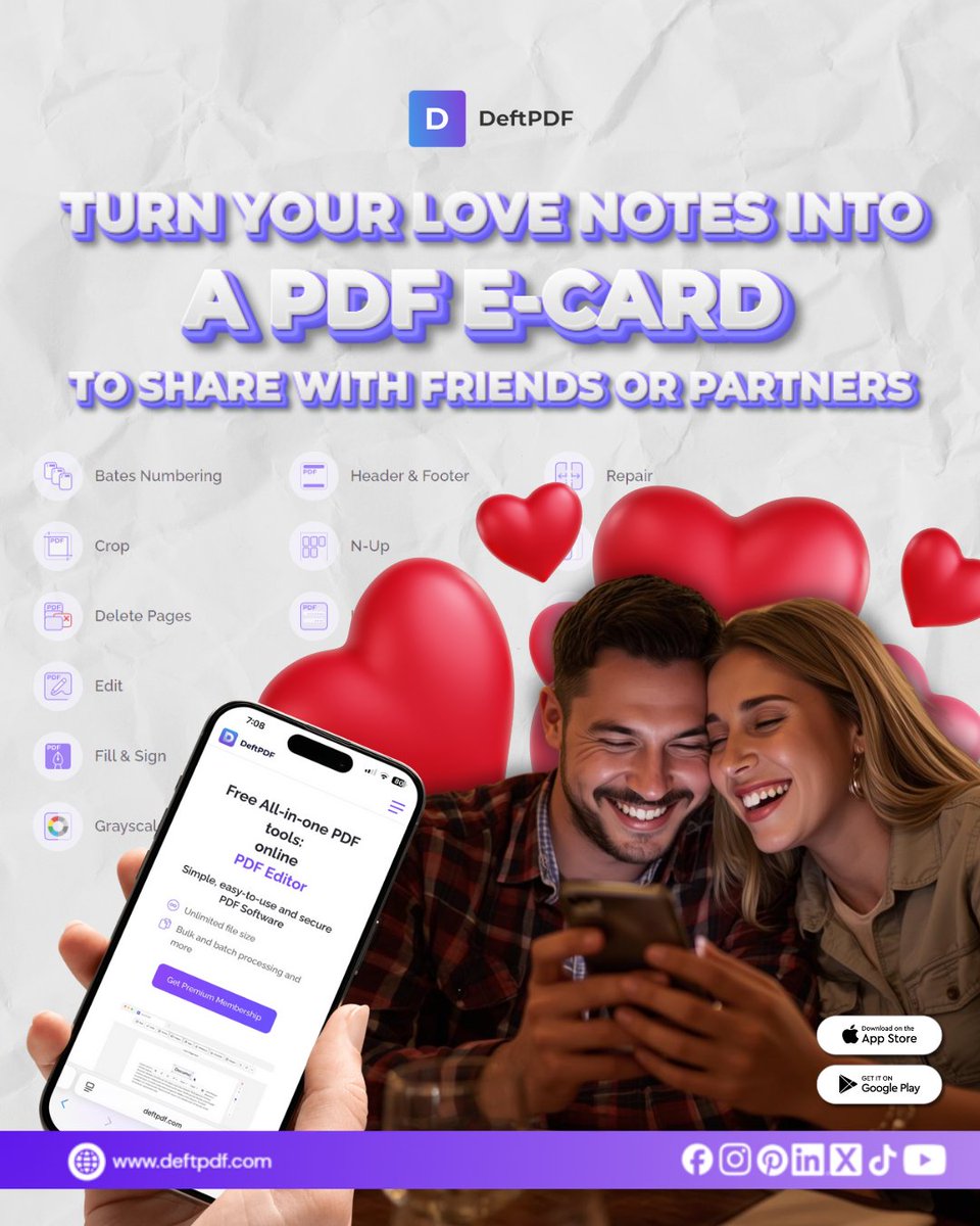 💖 Happy Valentine’s Day!

Send love digitally—turn your heartfelt love notes into a beautiful PDF e-card and share them instantly with friends or your special someone.

Try DeftPDF now &amp; make your PDFs unforgettable! 👉 deftpdf.com

#PDFTools #ShareablePDF