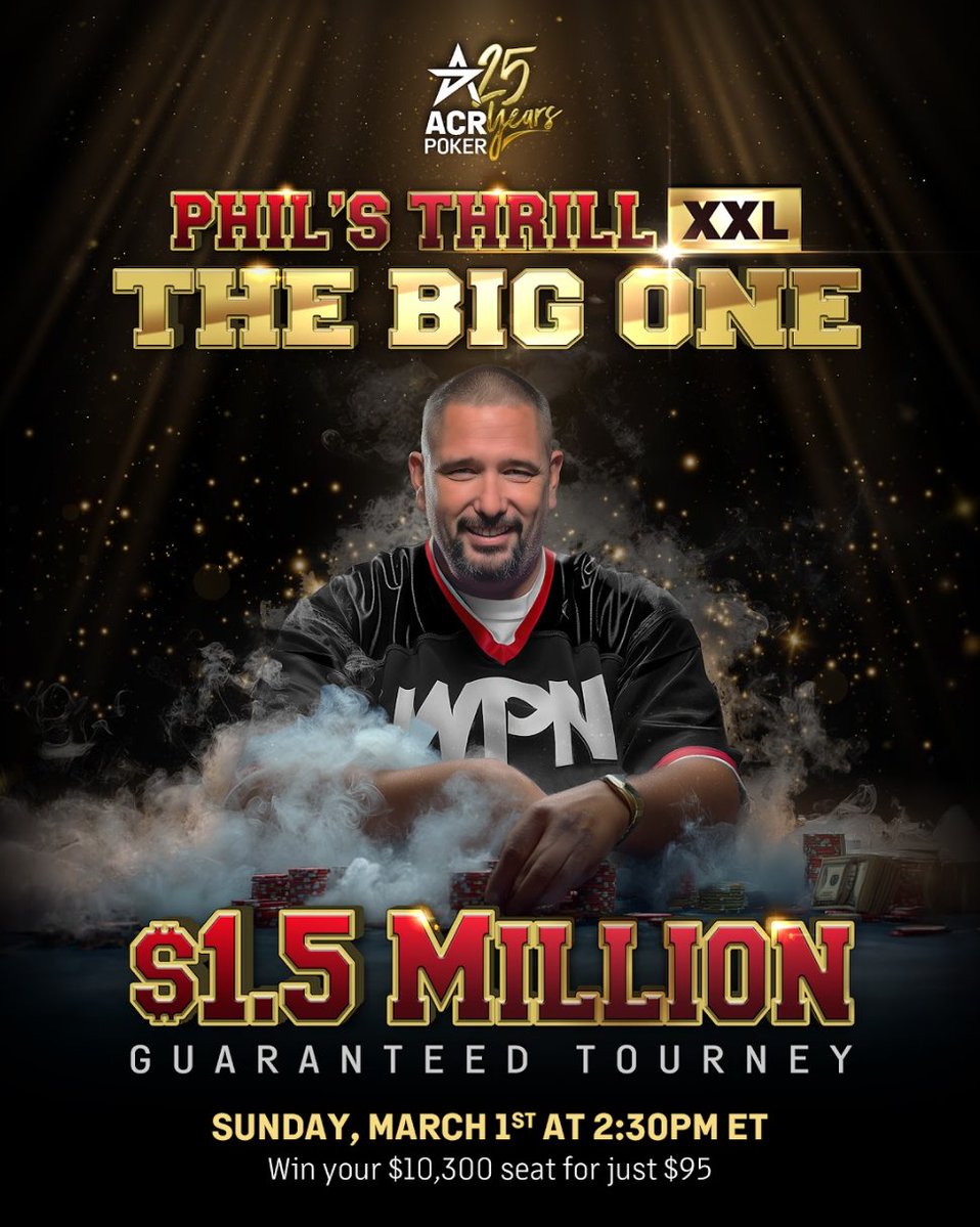 The biggest buy in tourney on ACR EVER

There's a ton of ways to win a seat

I'm setting the line at $2,300,000 Prizepool

Guess below what you think the prizepool will be

Top 10 Guesses will get a $22 ticket