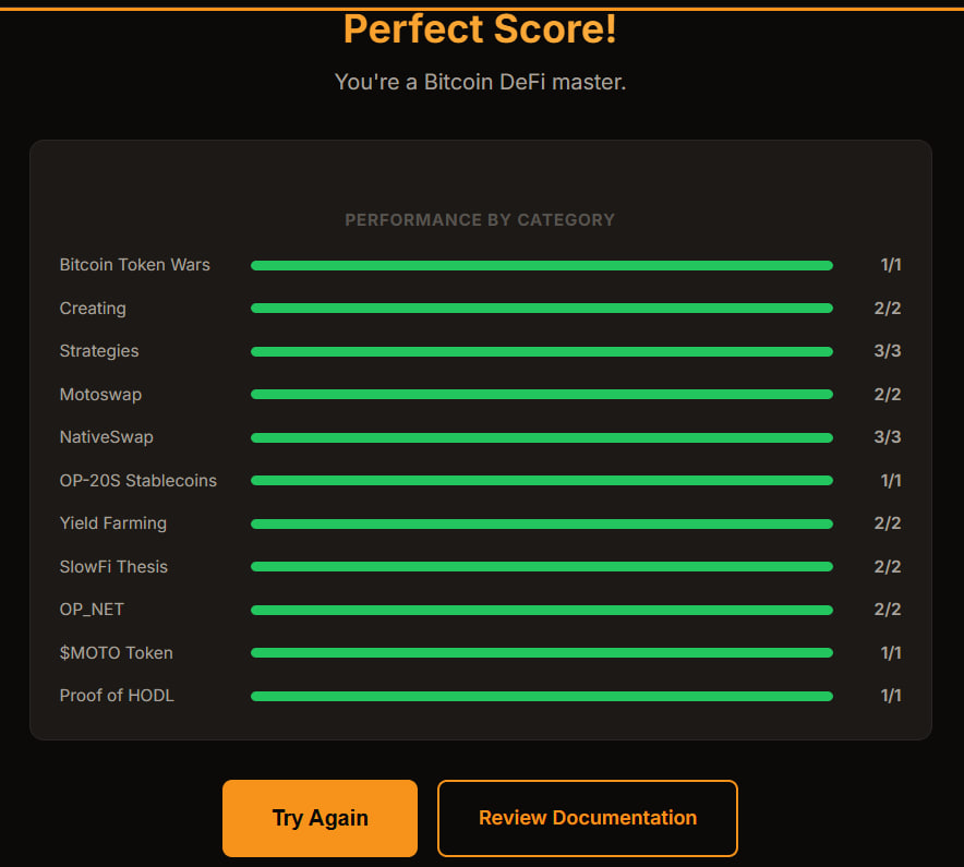 Just crushed the BTCFi quiz by <a href="/opnetbtc/">OP_NET</a> on defibible.org! 🧩

Got a perfect score! 🏆 It’s more than just a test; it’s a great way to sharpen your knowledge of the ecosystem.
BTCFi is one of the hottest narratives right now, and understanding how OP Net works gives you