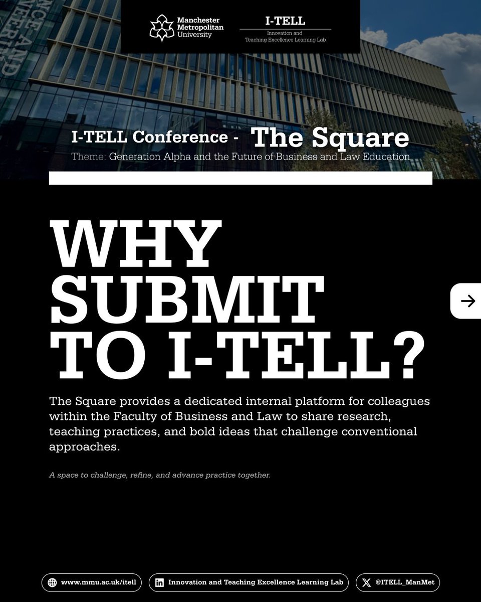 Why submit to The Square 2026?

A dedicated internal Faculty platform to share research, teaching practice, and bold ideas that challenge conventional approaches.

Deadline: 27 Feb 2026
Faculty Internal

#ITELL2026 #TheSquare