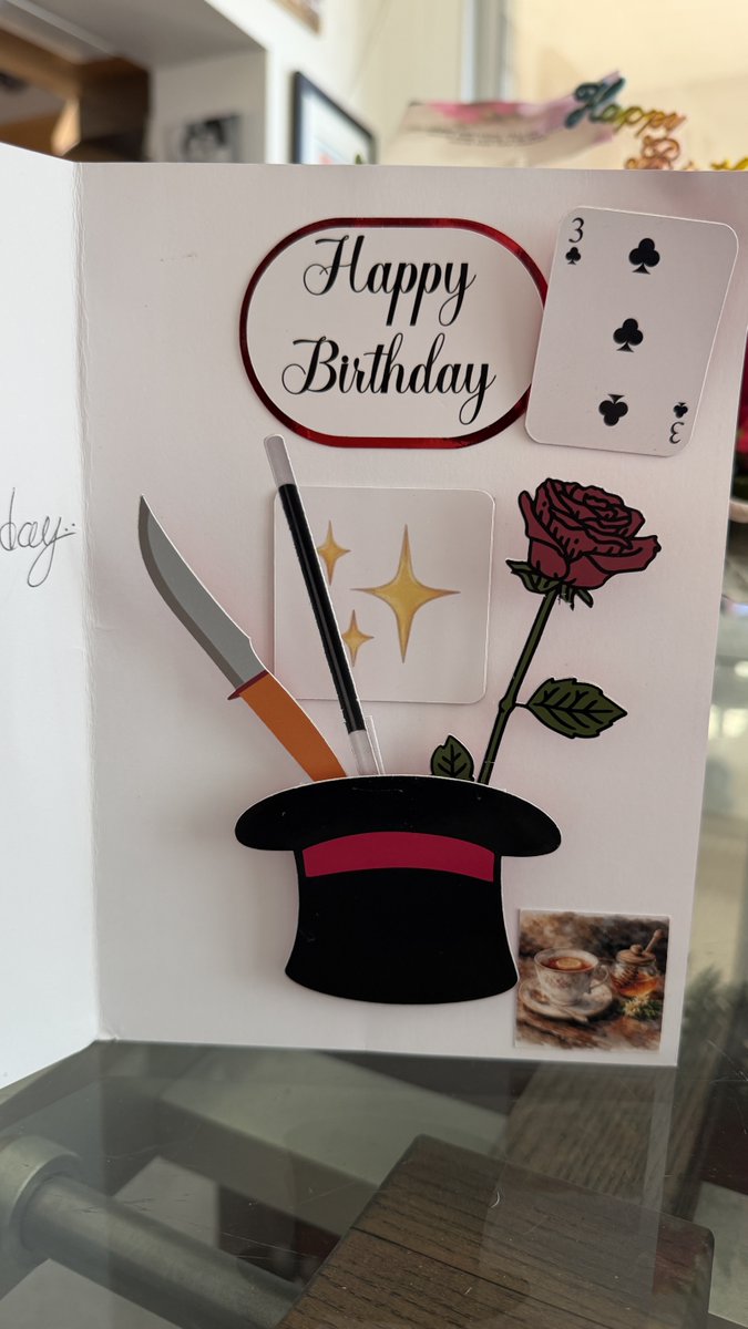 MrTeller's tweet image. And a handmade card from British friend Karen Laurence.