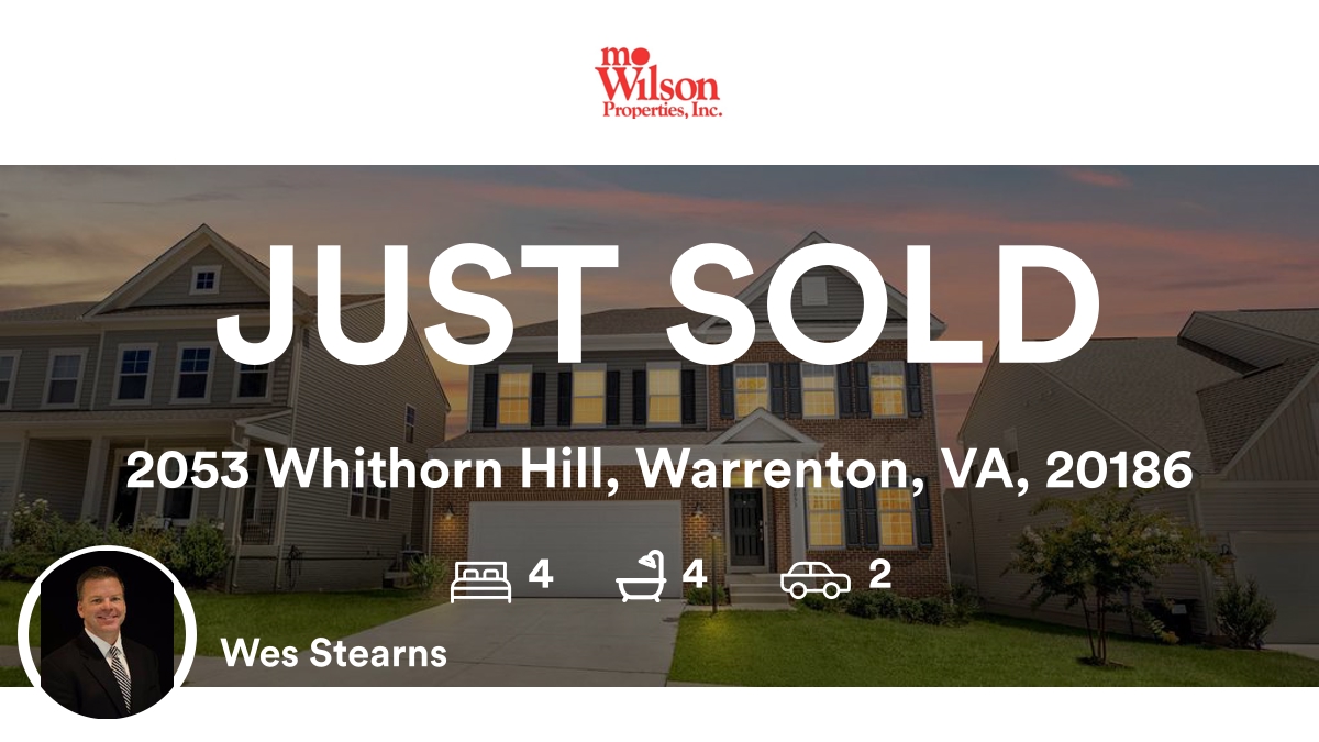 🛌 4 🛀 4 🚘 2
📍 2053 Whithorn Hill, Warrenton, VA, 20186

My latest sale on RateMyAgent.
VA 0225053331
rma.reviews/kx2coshud6pi

...
#ratemyagent #realestate #MO_Wilson_Properties