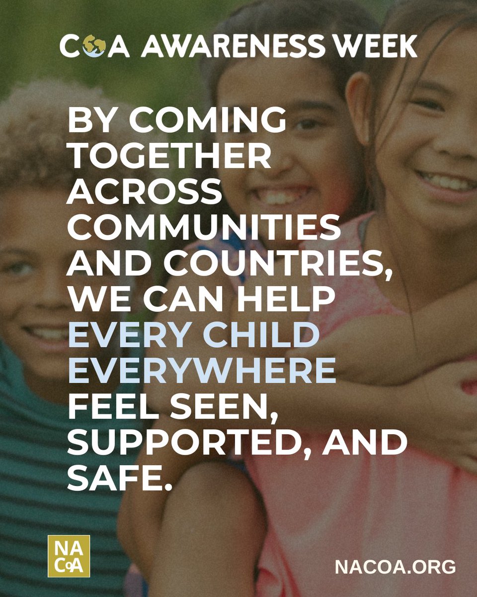 #COAWeek2026 is ending, but the challenges for our youth impacted by parental #SUDs is not. Together, we can continue to be a beacon of hope for these kids &amp; teens, letting them know they are not alone.. NACoA resources can help nacoa.org/resources/