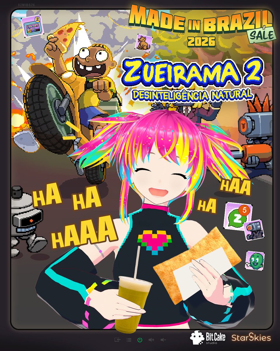 JessiKirby_'s tweet photo. A gente ama o nosso BRASIL 😎💙💚💛 HUEHUE

Sabadou com Zueirama 2! Bora nessa aventura divertida, incrível, cheia de memes, referências, e ainda com uma pixel art linda demais 👾✨
🔗Link abaixo

💌 Obrigada @MadeInBrSale @StarSkieslive @MemesGamesBR
#MadeInBrazilSale #StarSkies https://t.co/Hl6KLXklRW
