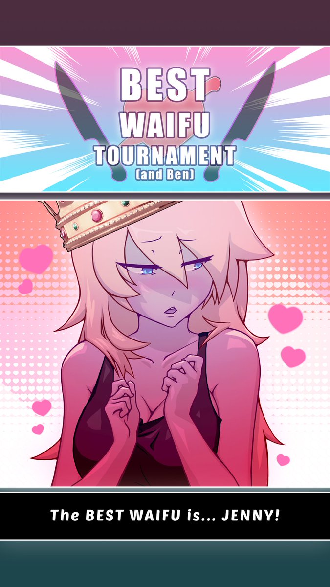 SerialLoverDev's tweet image. 🔪BEST WAIFU TOURNAMENT🔪

The votes are in! You decided!
The winner of BEST WAIFU goes to JENNY!! 👑🥳

Thank you all for participating, it was a lot of fun! ❤️
#seriallover #datingsim