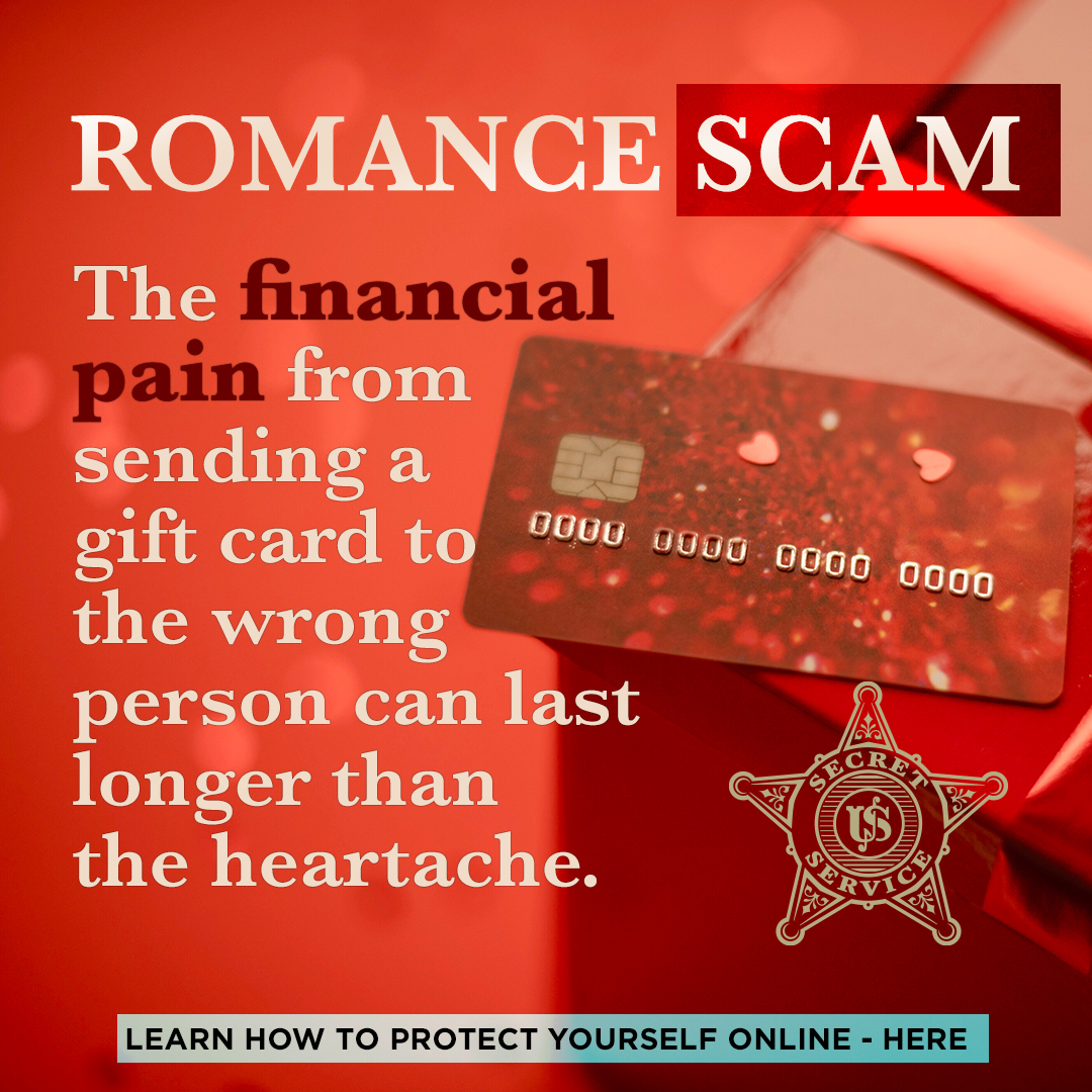 SecretService's tweet photo. This time of year, beware of increased romance scam activity! 

Scammers spend weeks building trust via dating sites, social media or even 'wrong number' texts. They love-bomb you with messages and gifts before pushing you onto a fraudulent crypto trading platform. If you see huge, short-term once-in-a-lifetime gains, trust your gut and don't let heartbreak lead to bankruptcy.

🚩Learn how to identify red flags and protect yourself at https://t.co/q58jA7NGu7

#DatingOrDefrauding