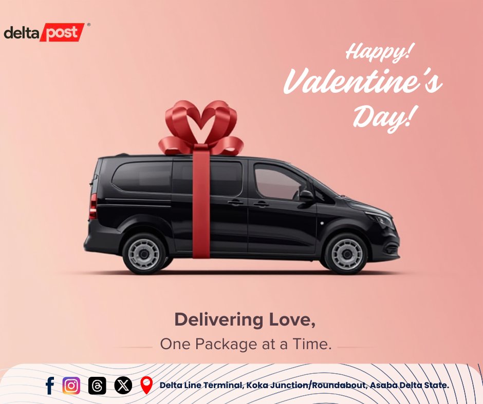 DeltaPost114275's tweet photo. We've got a crush on reliable deliveries! 💕📦
Happy Valentine's Day to our amazing customers. Thanks for letting us be part of your love stories—one package at a time.

#ValentinesDay 
#LoveYourCourier 
#DeliveredWithLove 
#HeartOfLogistics
#DeltaPostDelivers https://t.co/dz6ZjWHWNd