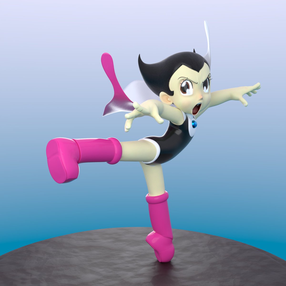 Practicing action poses with this crazy character #Blender3d