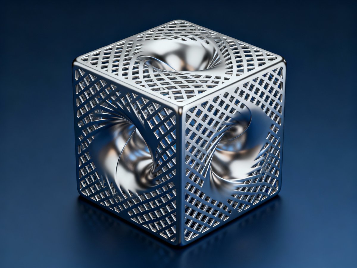 Le Cube torsadé en topologie phononique est un matériel phonique avec torsions topologiques, incluant des modélisations de structures cubiques déformées.

Inspiré de: 
"Topological phonons: Where vibrations find their twist" et "3D topological twistronics"