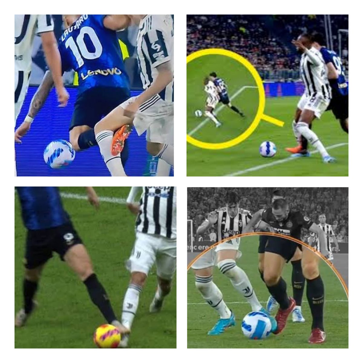 Interisti pensano a Pjanic dimenticando altre 20 ladrate: Lautaro che si tuffa, De Vrij che stende Vlahovic, Dzeko che pesta il piede di De Sciglio, Brozovic ammonito che calcia in tribuna, rigore su Zakaria.

È un po' come dimenticare De Jong, Rodri e Mayulu...