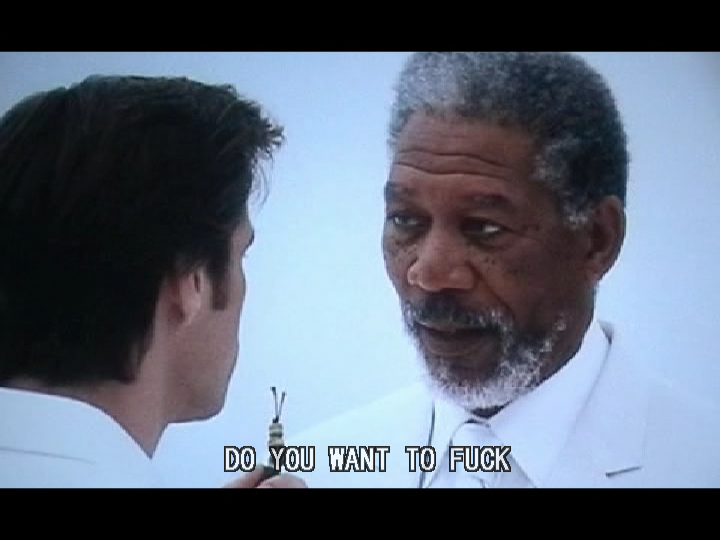 watching a bootleg of bruce almighty with subtitles from the wrong film