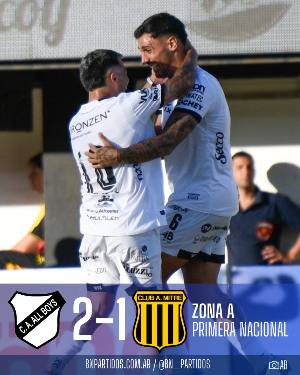 BN_Partidos's tweet image. #PrimeraNacional ¡EL ALBO LO DIO VUELTA! ⚪⚫

Con tantos de Purita y Zafarana, #AllBoys superó 2-1 a #Mitre (Machado).

#BNPartidos 📲