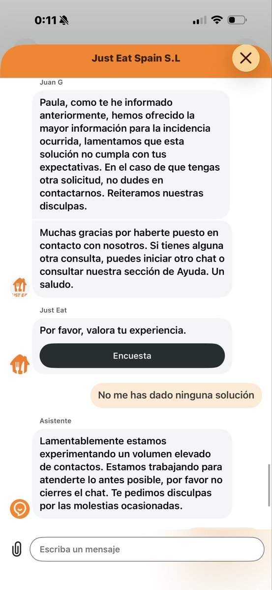 paulacanteli's tweet photo. @JustEat_es  sois unos MISERABLES. He hecho un pedido que JAMAS HA LLEGADO, os he reclamado por chat, me habéis dicho que no me podéis dar solución, marcáis el pedido como entregado (que nunca ha sido entregado) y os quedáis con el dinero. LADRONES Y SIRVEGÜENZAS. https://t.co/tRPBfSnFJA
