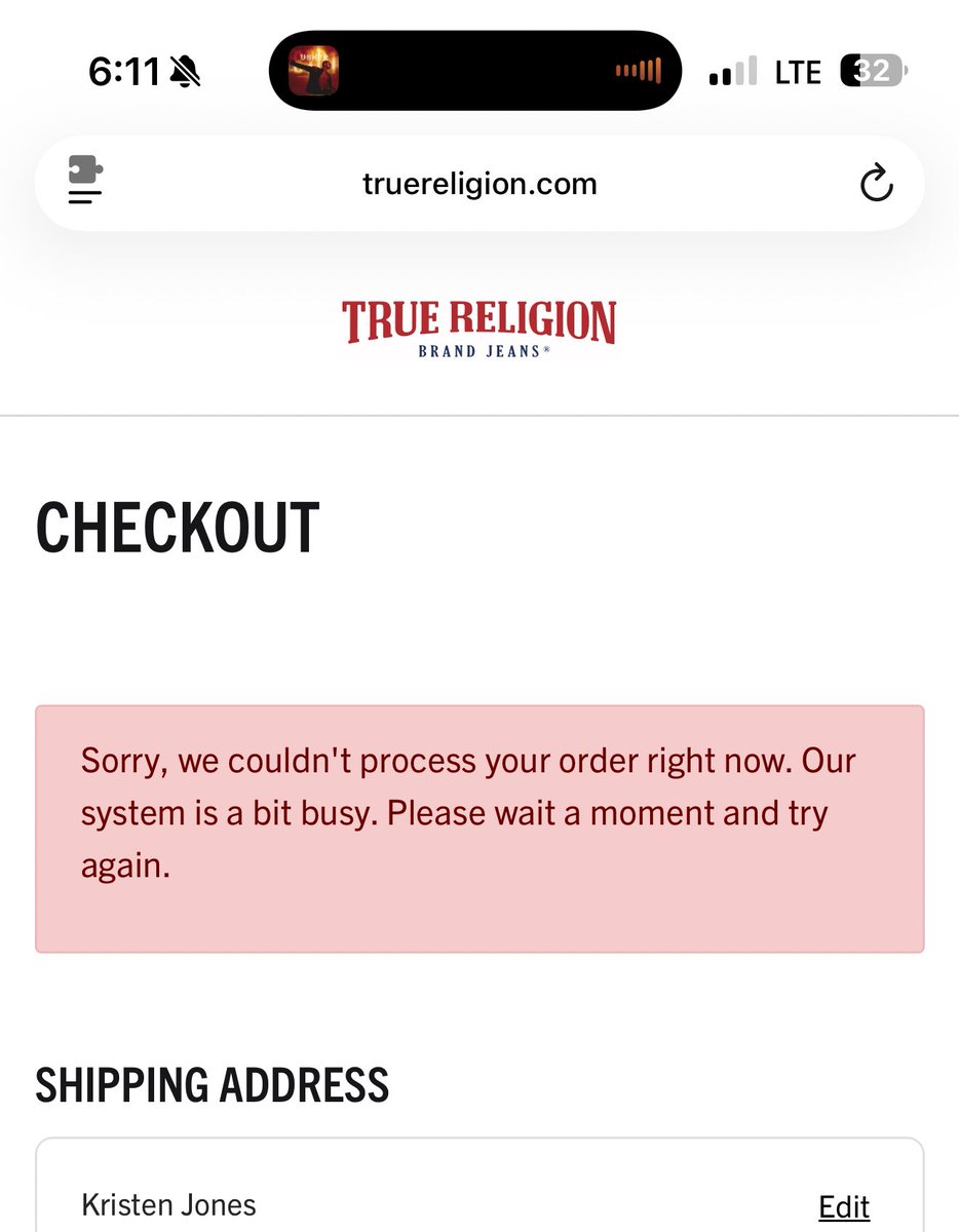 I’m irritated cause why true religion won’t let me check out🙄