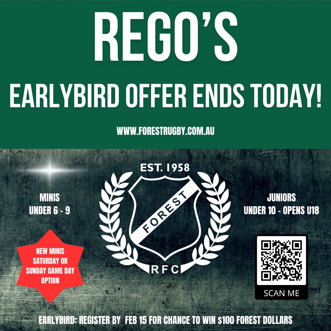 Forest Junior Rugby Club - EARLY-BIRD OFFER ENDS TODAY! - mailchi.mp/1fe3b96bae61/e…