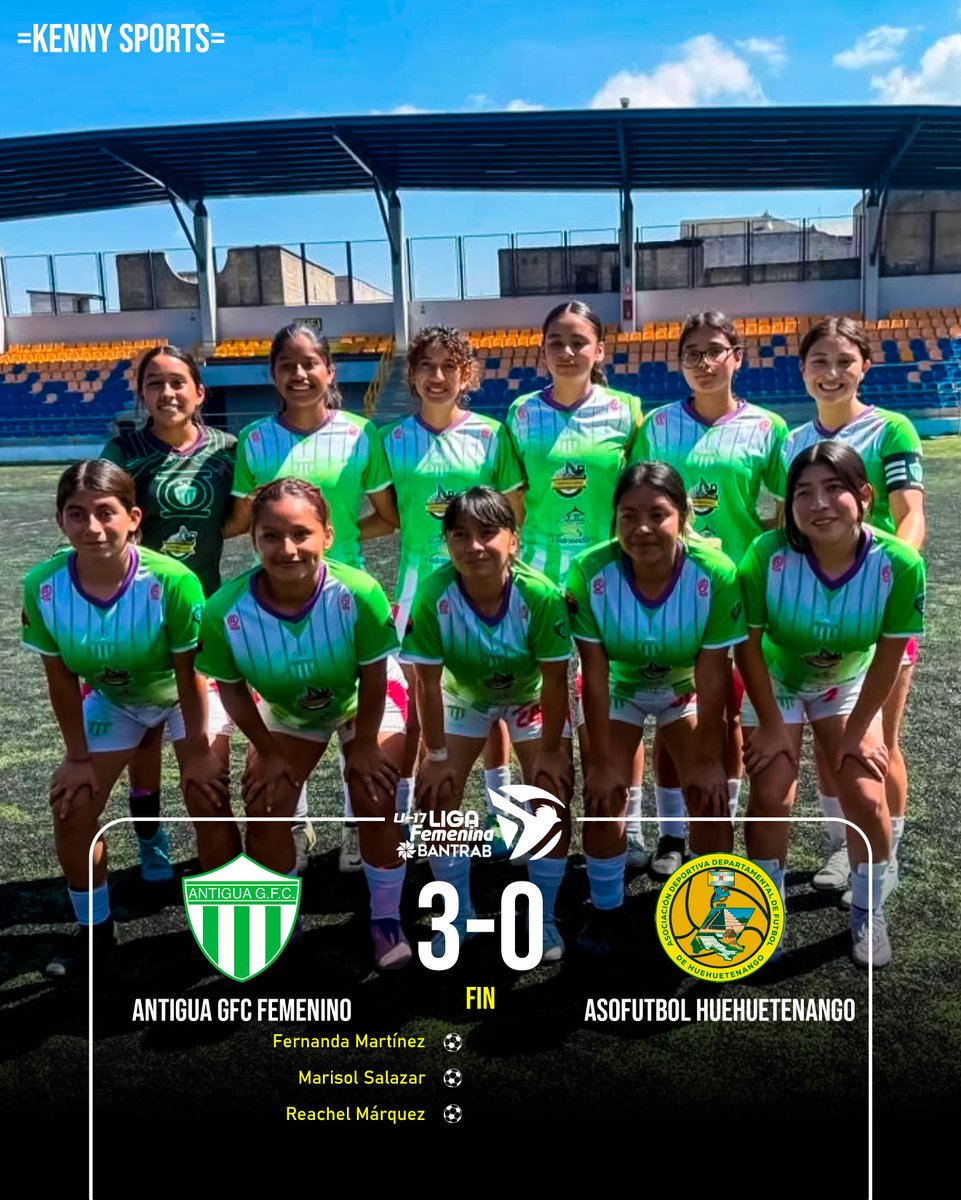 🔥🥑El Juvenil A (U-17) de Antigua GFC, batió 3-0 a Asofutbol Huehuetenango, por la Fecha 10 del torneo de la categoría. Tantos de Martínez, Salazar y Márquez. 
📊El equipo 'Colonial' alcanza su séptimo partido ganado de 8 disputados, cosechando 21 puntos.