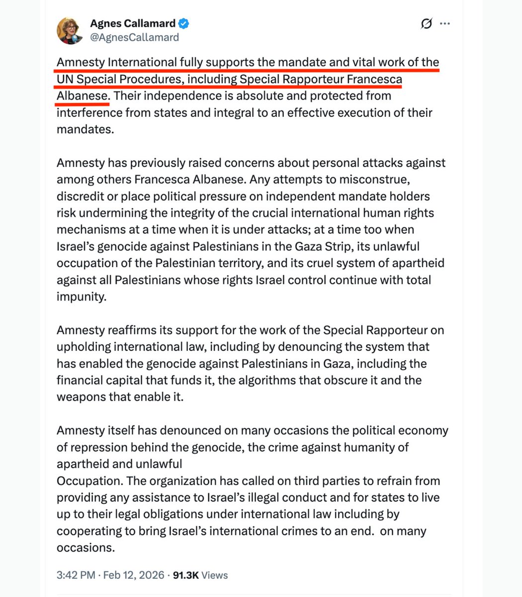BREAKING: Hamas joins Amnesty International, throws full support behind Francesca Albanese. Hamas says France's demand for her to quit “demonstrates a premeditated intention to punish her for firm positions rooted in conscience, human values, and international humanitarian law.”