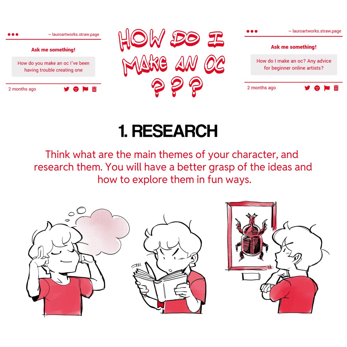lauroartworks's tweet photo. someone asked how do I create an oc, so heres my process breakdown!
hope it helps! https://t.co/vZ3AQycqE3