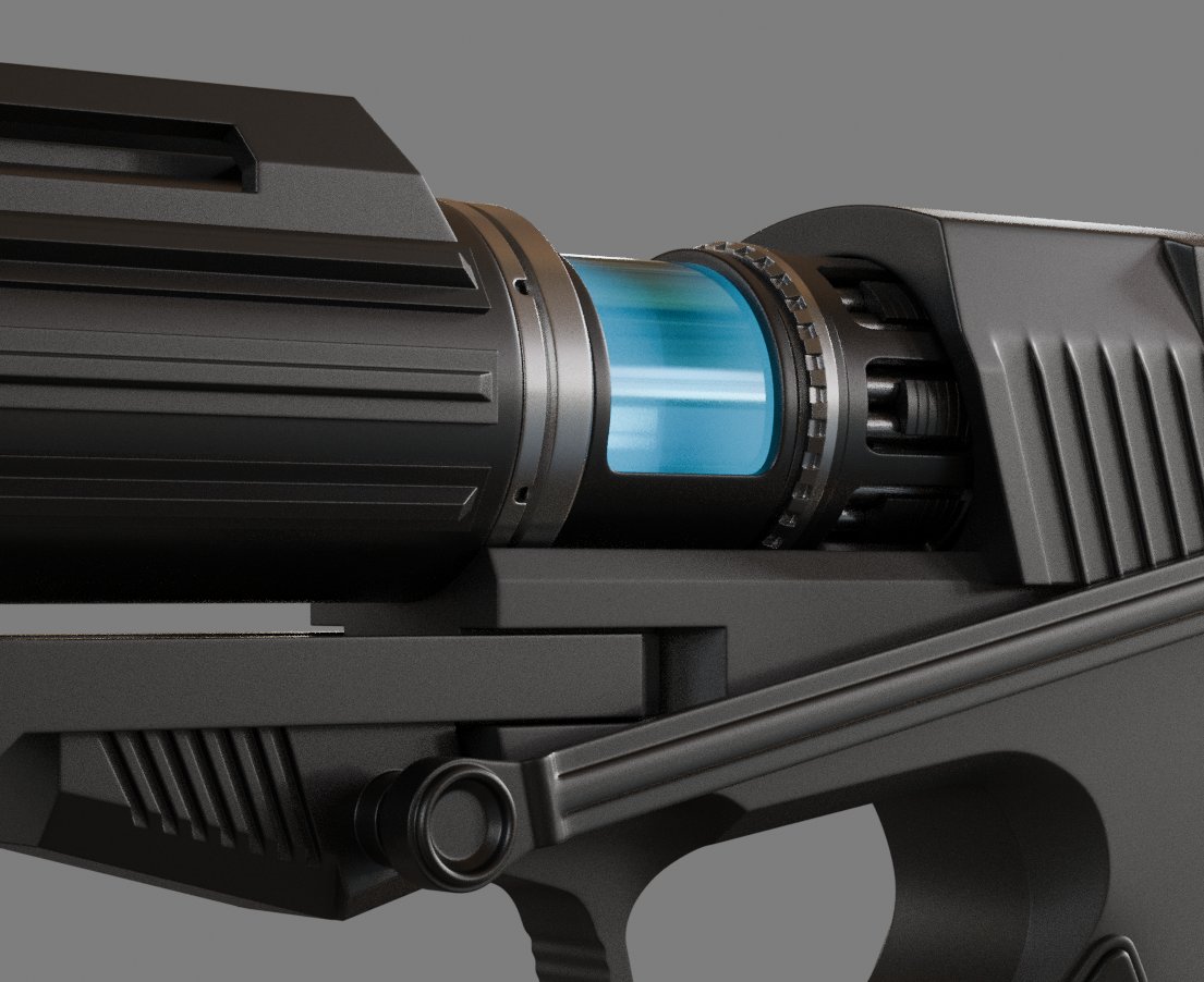 you might bae asking yourself, why did i add a rifled barrel to a laser blaster?

which i will say...ughh... shutup.