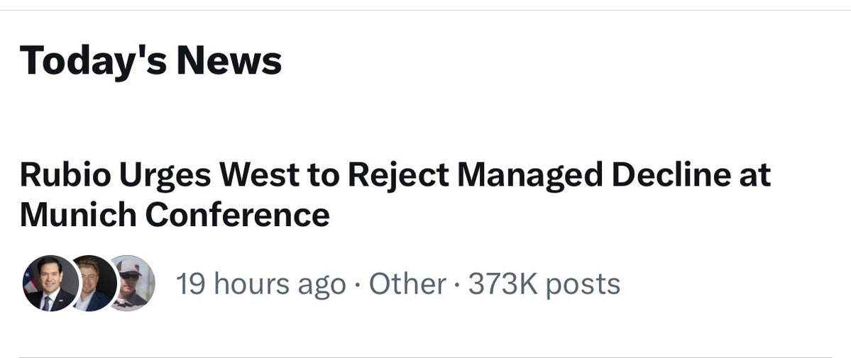 ASDylanJohnson's tweet image. Over 373,000 X posts on @SecRubio’s visionary speech at the Munich Security Conference.

📈