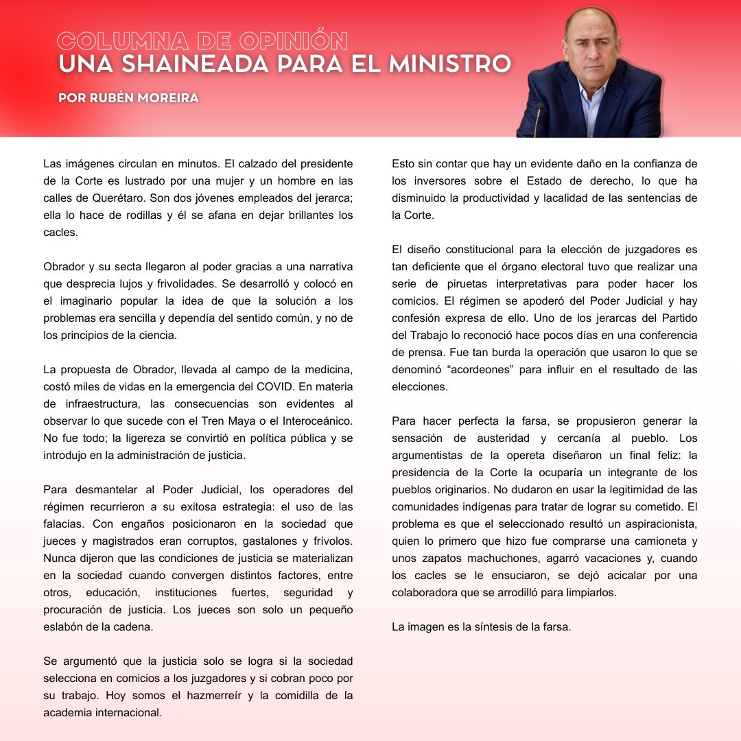 rubenmoreiravdz's tweet photo. “Una shaineada para el #ministro ” es el artículo que me publica esta semana el diario @AuroradeMexico .
Espero les guste y también sus comentarios. Buen #Sabado .

https://t.co/pzvthvUiee https://t.co/mWftwkuzLv