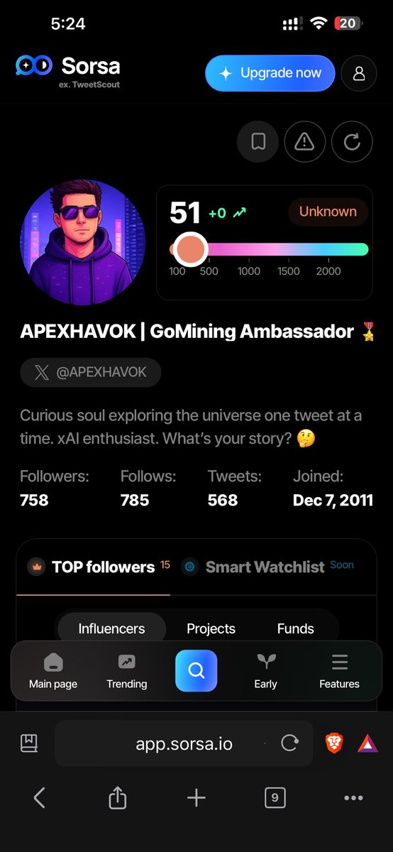 APEXHAVOK's tweet photo. I just realized we’re no longer using Tweetscout and are now using @SorsaApp instead.

Also noticed my number grew from 30 to 51 😜

#LevelUp #GoMining #Sorsa https://t.co/cVk9Nt9Hqs