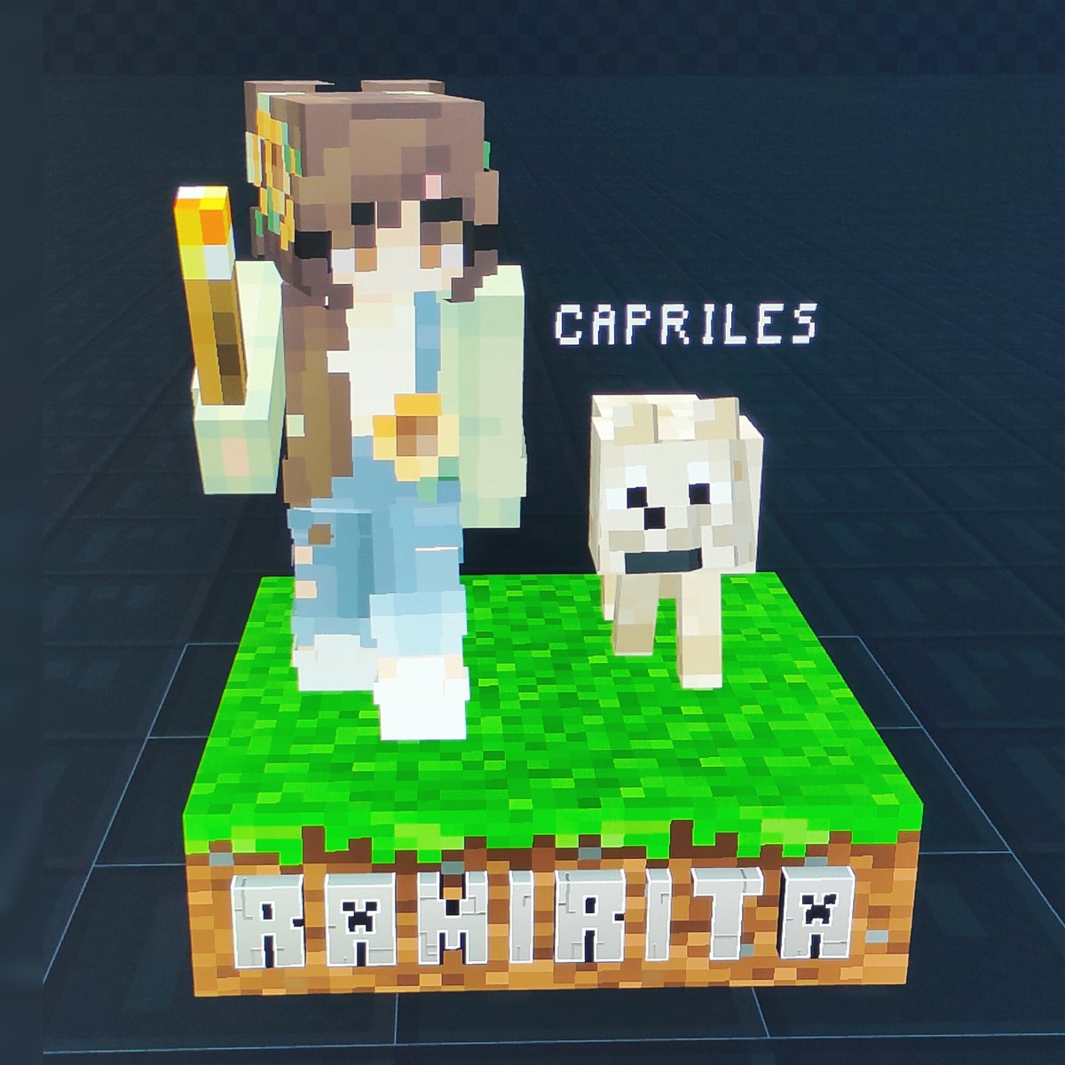 RamiritaT's tweet photo. Mi esposo modeló en 3D mi skin de Minecraft y a mi perrete que cruzó el arcoiris hace 2 años y medio. Lo mandó a hacer en cerámica fría. Ese fue su regalo de San Valentín. Escojan bien, yo ya gané en la vida. ❤️ https://t.co/sfVpfPD8ic