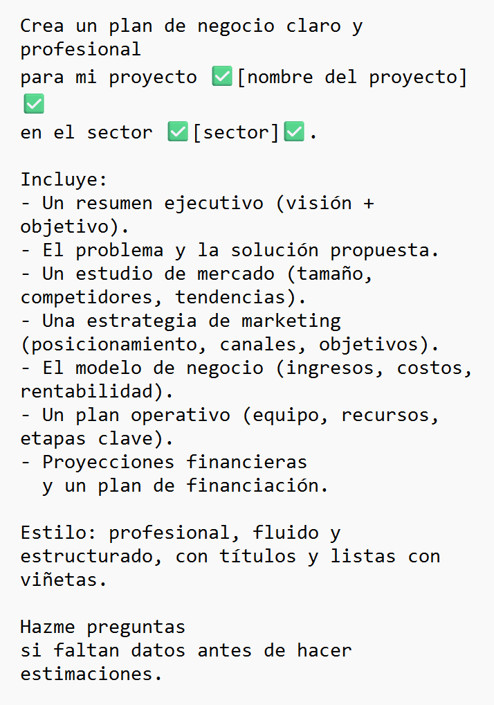 Comparto mi prompt ChatGPT para generar un plan de negocio completo en minutos..