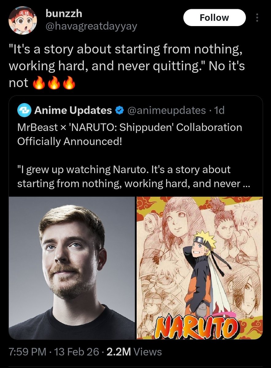 Naruto's ninja way is literally "never giving up"